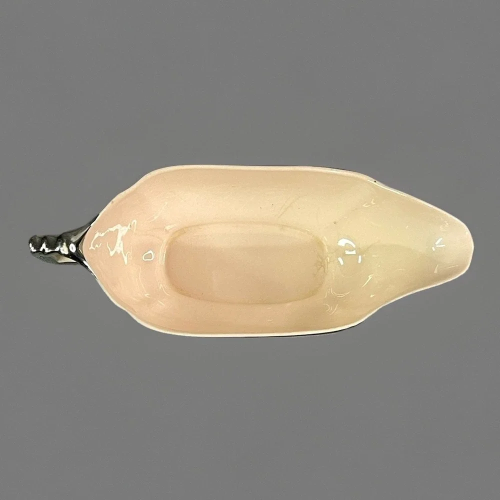 Limoges Peach Blo Ritz Platinum Gravy Boat Seabring Ohio Platinum Etching Trim